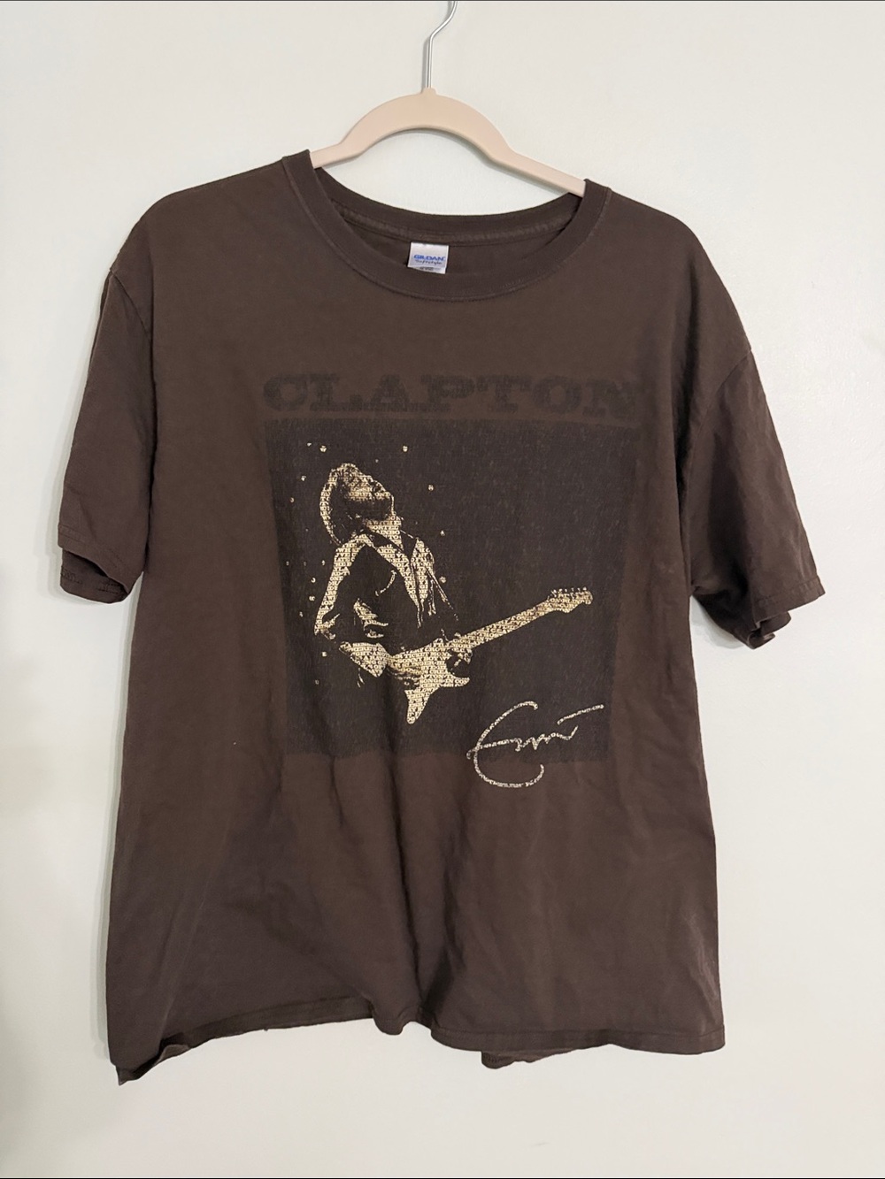 Gildan Brown Eric Clapton Graphic 50 years down the Road Tee 2013
